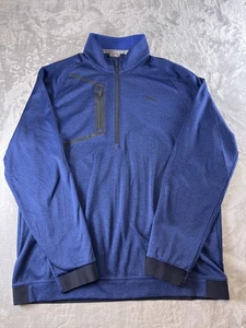 PUMA Pullover Men's Large Blue Dry Cell 1/4 Zip Dry Cell Casual Athleisure Golf - Picture 1 of 15