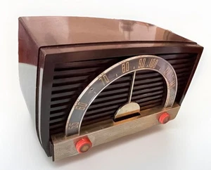 Vintage 1950 Motorola 59X11 Chrome And Mahogany Bakelite Tabletop Tube Radio - Picture 1 of 24