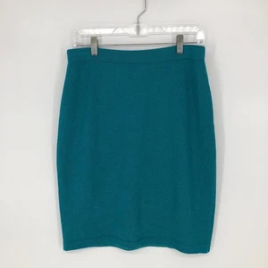 St. John Collection Teal Wool Blend Santana Knit Pencil Skirt Size 10 - Picture 1 of 11