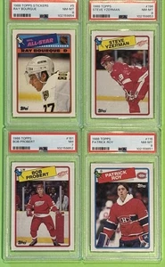 (4) 1988-89 Topps Yzerman Bob Probert Ray Bourque Patrick Roy RC Rookie PSA - Picture 1 of 1