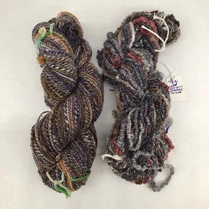 Lot of 2 Mixed Fiber/Wool Blend Hand-Dyed Skeins - Picture 1 of 3