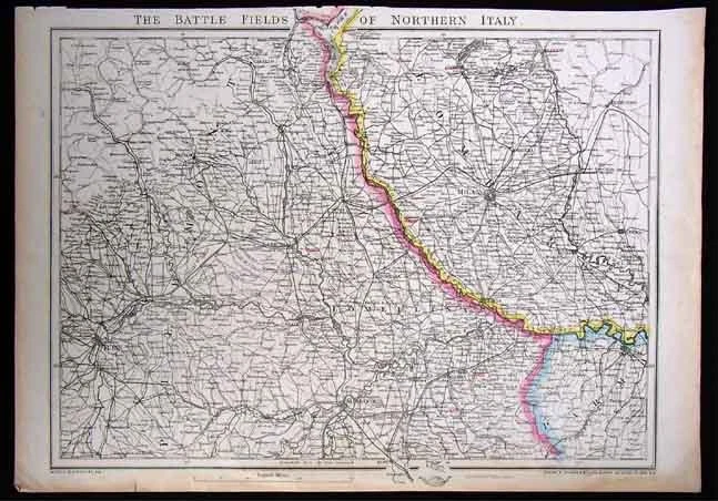 1860 Weekly Dispatch Map North Italy Battlefields Turin - Image 1 of 1