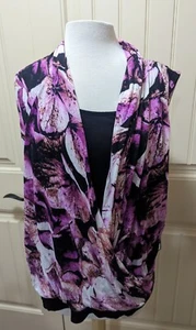 Women's Jennifer Lopez Floral Wrap Look Sleeveless Top- NWT Size XL - Picture 1 of 5