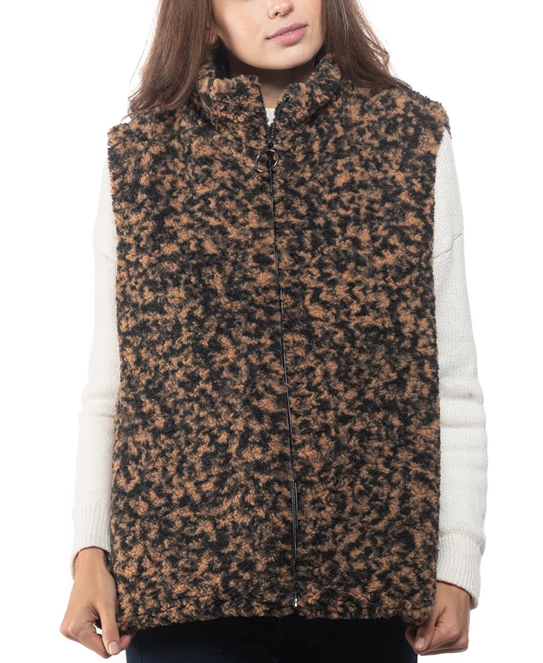 Chaleco de piel sintética con estampado animal de leopardo INC International Concepts para mujer Foto 1 de 1