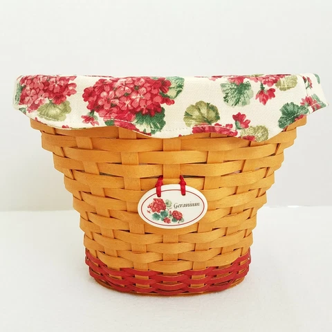 Longaberger 2002 May Series Geranium Basket+Prot+Liner~13th/Last/Series~Retired Cover