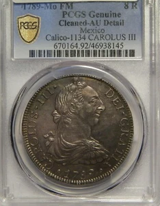 1789 FM Mexican 8 Reales PCGS AU (cleaned) - Picture 1 of 3
