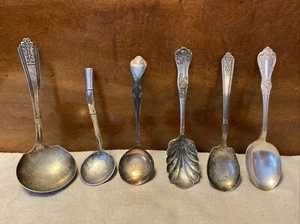 Antiguo Lote De Colección De 6 Cucharas Cucharones De Condimento Salsa De Salsa De Salsa De Patrón Mixto - Imagen 1 de 12