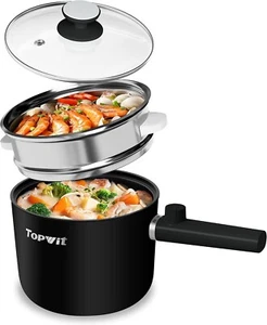 Hot Pot Electric with Steamer, 1.5L Ramen Cooker, Non-Stick Frying Pan, Electric - Picture 1 of 7