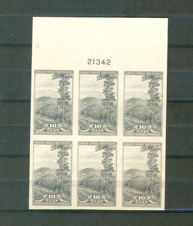 USA Scott 765 Farley 10c Parks plate number 21342 top ngai - Image 1 of 1