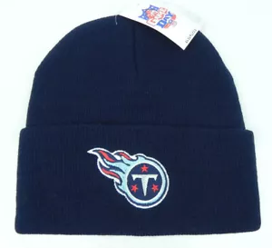TENNESSEE TITANS NFL FOOTBALL VTG NAVY BLUE KNIT CUFFED BEANIE CAP HAT NEW! - Picture 1 of 2