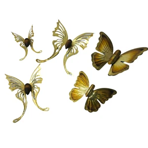 5 Vintage HOMCO Flying Brass Butterflies Wall Decor Home Interiors MCM Retro - Picture 1 of 10