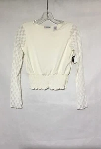 Women’s Top Size L (14) NWT Floral Lace Long Sleeve Smocked Waist Top   - Picture 1 of 5