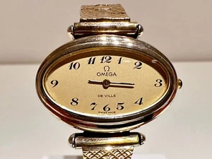 VINTAGE RARE SWISS SOLID SILVER AND GOLD PLATED LADIES WATCH "OMEGA" DE VILLE - Picture 1 of 13