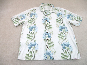 Tommy Bahama Shirt Adult Extra Large Brown Blue Button Up Silk Hawaiian Mens*