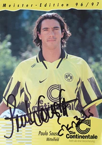 Autogrammkarte Edition Paulo Sousa BV Borussia Dortmund mit Unterschrift 1996/97 - Bild 1 von 2