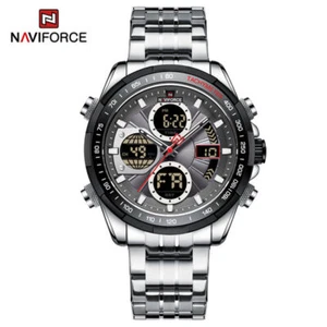 NAVIFORCE Men Watches Dual Time Steel Stopwatch Male Business Digital Wristwatch - Picture 1 of 32