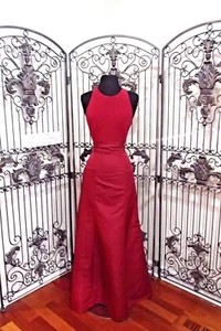 SR449 ALFRED SUNG D737 BURGUNDY SZ 8 FULL LENGTH SLEEVELESS $245 MARACAINE DRESS - Picture 1 of 11
