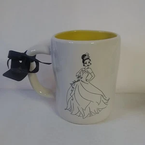New RAE DUNN Disney PRINCESS AND THE FROG Tiana Double Sided Mug Yellow Interior - Picture 1 of 9