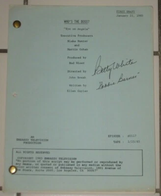 BETTY WHITE SIGNED PERSONAL SCRIPT FOR "WHO'S THE BOSS" 1985 EP "EYE ON ANGELA" - Image 1 of 4