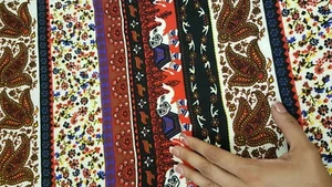 Rayon Challis Fabric By The Yard Indian Pattern Elephants Red Blue Soft Flowy - Picture 1 of 12