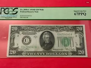 Fr.2058-C 1934 D WIDE FEDERAL RESERVE NOTE 67 PPQ !!!!!! - Picture 1 of 2