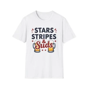 4th of July Unisex T-Shirt - Stars Stripes & Suds, Independence Day Tee, - Picture 1 of 61