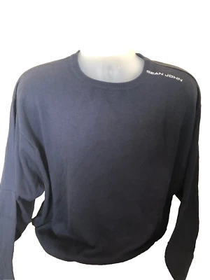 Sean John Men's Navy Logo Crew Neck Long Sleeve Sweater Size Large - Image 1 of 3