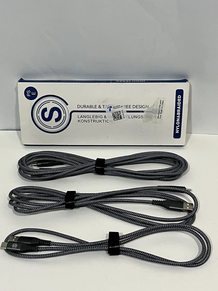 USB Type C Charging Cable 3 pack 10, 6 and 3 ft for  Samsung Galaxy, Note, Moto, - Image 1 of 2