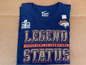 NIKE WOMENS DENVER BRONCOS LEGEND STATUS BLUE SUPER BOWL 50 CHAMPION SMALL - Picture 1 of 4