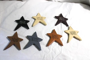 7 Painted Wood Star Refrigerator Magnets, Inspirational Words - Picture 1 of 2