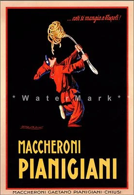 Pianigiani Maccheroni 1922 Italian Pasta Art Vintage Poster Print Kitchen Decor - Image 1 of 4