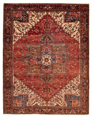 Vintage Geometric Area Rug 9'9" x 12'6" Traditional Hand-Knotted Wool Carpet - Image 1 of 4