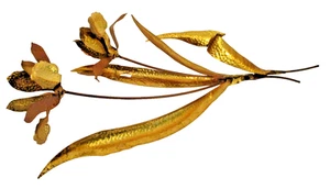Vintage Brass/Copper Iris Wall Hanging 17x8x5 " (SKU# 2592) - Picture 1 of 7