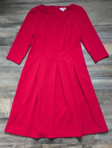 Calvin Klein Fit and Flare Dress Red 3/5 Sleeve Knee Length Women's 10 Career - Picture 1 of 6