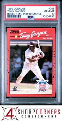 1990 DONRUSS RECENT M.L. PERFORMANCE #705 TONY GWYNN HOF POP 5 PSA 10 - Image 1 of 3