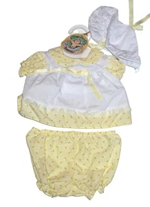 Muñeca prematura vintage Cabbage Patch niños rosa amarilla vestido columpio sombrero floreros - Imagen 1 de 1