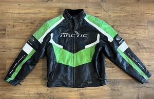Vintage Team Arctic Wear Cat Leather Racing Jacket Black Green - Size Large - Bild 1 von 18