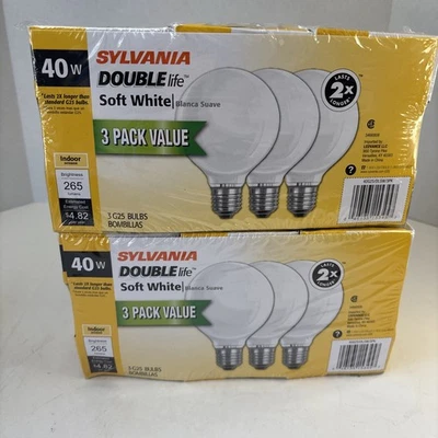 6 Soft White Sylvania 40W Vanity, Pendant Or Ceiling Fixtures G25 Globes  (NIB) - Image 1 of 4