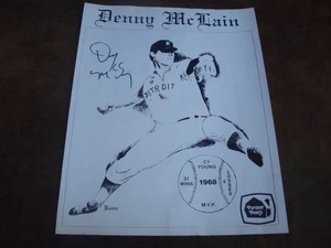 MLB Detroit Tigers 1968 Cy Young M.V.P. Denny Mclain 11x14 Signed Poster - Picture 1 of 4