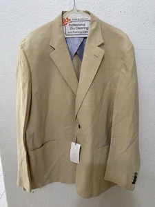 Herren Neu mit Etikett Bullock & Jones Seide Leinen zwei Knöpfe Creme Sport Mantel Größe 50L - Bild 1 von 13