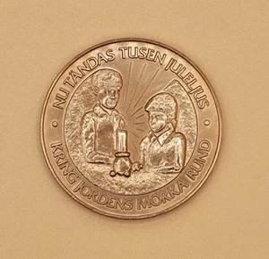 1979 Sweden Boy Scout Christmas Medallion - Swedish Song Lyrics - Coin / Token - Picture 1 of 2