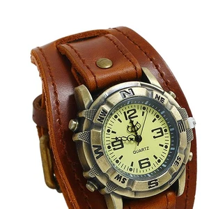 Bracelet Homme Montre Bande Véritable Cuir Hommes Bracelet Vintage - Picture 1 of 22