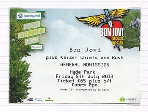 Bon Jovi Original Concert Ticket - Because We Can Tour - Hyde Park July 2013 - Picture 1 of 1