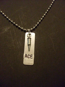 Personalized Custom Name Initials Hand Stamped 1.25" Necklace with Bullet Charm - Picture 1 of 3