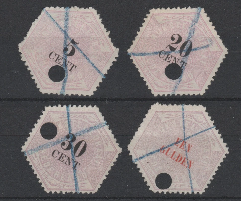 Países Bajos 1877 Telegraphe (Telegraaf) TG 3, 6, 8 y 11 usado (7 juegos) Foto 1 de 4