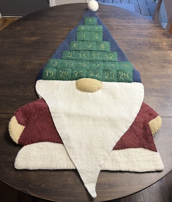 POTTERY BARN WOOL GNOME HANGING ADVENT CALENDAR ~ HOLIDAY CHRISTMAS - Image 1 of 4