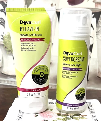 DevaCurl SUPERCREAM Coconut Curl Styler & B'Leave-In Miracle Curl Plumper NUEVO Foto 1 de 4