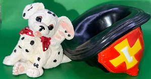 Fire Helmet & Dalmation Figurines Fine Porcelain Princeton Gallery Vintage 1990 - Picture 1 of 11