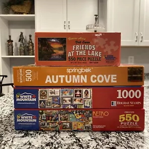 ๐ด๐ต4 Pack, 3 White Mountain Only Done 1 Time & 1 Springbok Puzzles ALL Complete - Picture 1 of 8