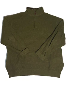 Vintage Pendleton Sweater Men's Large Dark Green Shetland Wool Quarter Zip - Picture 1 of 10
